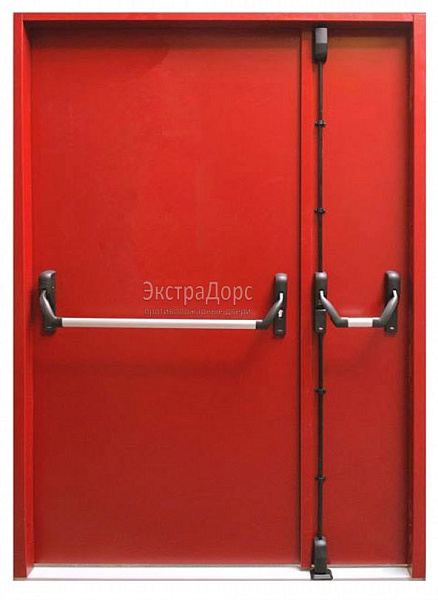 Противопожарная дверь EI 60 дымогазонепроницаемая красная с антипаникой в Егорьевске  купить