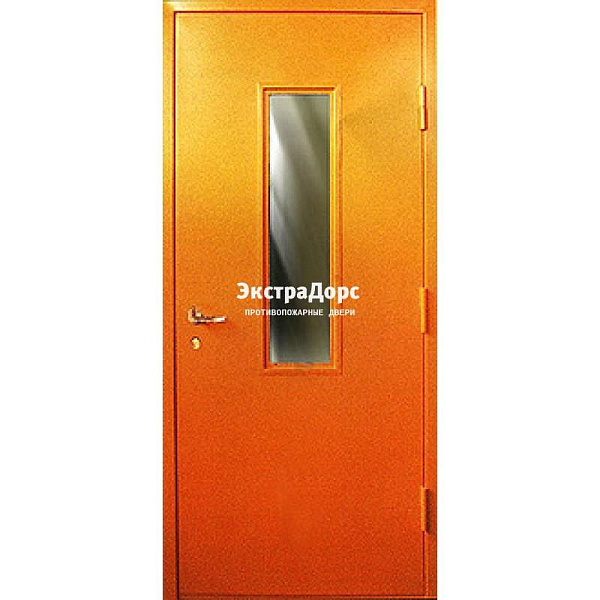 Противопожарная дверь анти-дым оранжевая со стеклом в Егорьевске  купить