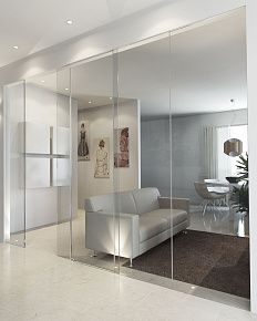 Противопожарная безрамная стеклянная дверь