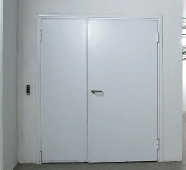 Противопожарная левая дверь серого цвета